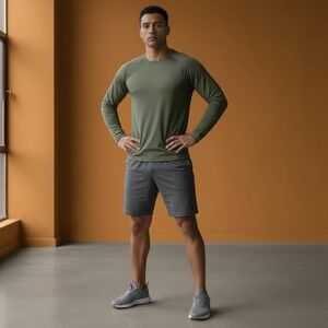 ALPHALETE Mens Performance Long Sleeve Athletic Shirt Green Size S‎